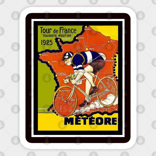 Tour De France Vintage 1925 Bicycle Racing Print Sticker by posterbobs